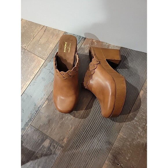 Womens Sz 10 Sonoma Ortholite ECO Braided Mule Clog Heeled Brown Woven NWOB - Picture 4 of 11